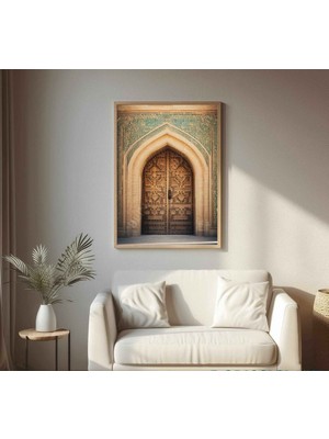 Pam Studio Islami Mimari Temalı Tekli Duvar Tablosu Ahşap Kapı Tasarım