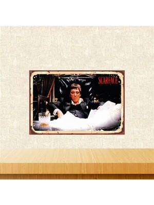 Pi Dekorasyon Scarface Tasarımlı Retro Ahşap Tablo 20X30 cm