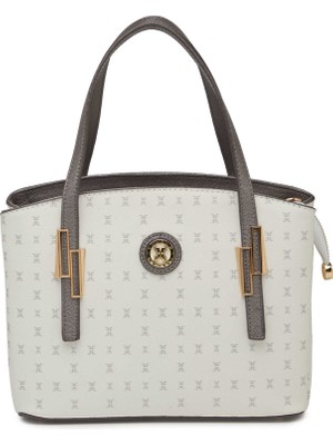 Tergan Beyaz Print Kadın Omuz Çantası - S1WPR0000805-U1A