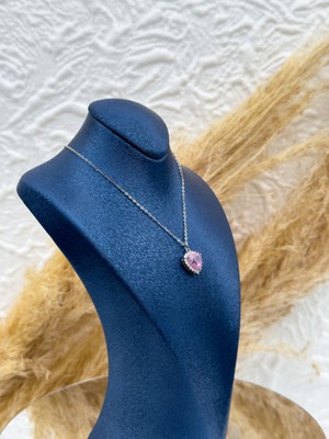 Livora Jewelry 925 Ayar Gümüş Kalpli Pembe Kuvars Taşlı Kadın Kolye – Romantik Hediyelik