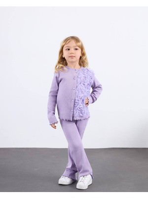 Miniko Kids Kız Çocuk Bayramlık Çiçek Detaylı Kaşkorse Taytlı Takım