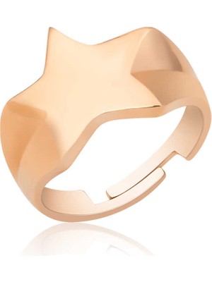 Katre46 925 Ayar Gümüş Rose Yıldız Serçe Yüzük