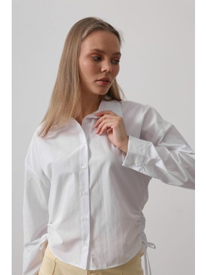 Nova Epoxy Art Yanları Bağlamalı Basic Gömlek - Beyaz