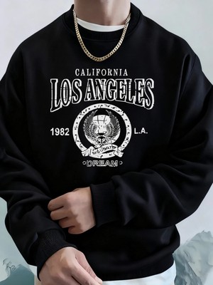Kaliforniya Los Angeles 1982 Retro Baskı Unisex Sonbahar Bol Tişörtler Sokak Koşu Kapüşonlu Ü