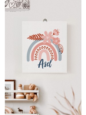 Lilabio Isme Özel Çocuk Odası Kanvas Tablo Gökkuşağı (17X21 Cm)