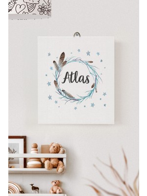 Lilabio Isme Özel Çocuk Odası Kanvas Tablo Kuş Tüyü (17X21 Cm)