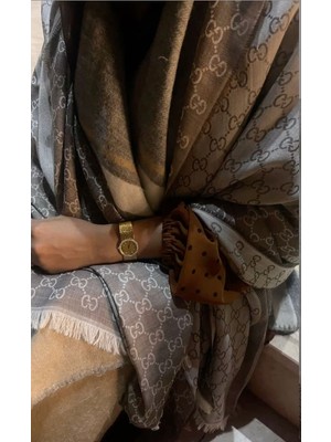 Derosa G Desen Ithal Yün Ipek Şal - Kahverengi G Desen Ithal Yün Ipek Şal - Kahverengi