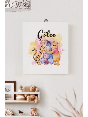 Lilabio Isme Özel Çocuk Odası Kanvas Tablo Winnie The Pooh (17X21 Cm)