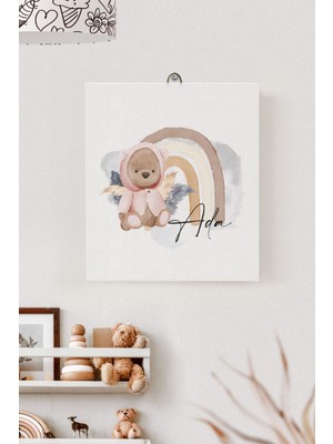 Lilabio Isme Özel Çocuk Odası Kanvas Tablo Ayıcık (17X21 Cm)
