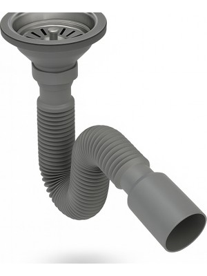 Donau - Çöpmak Kafalı Evye Sifonu (Körüklü) Uzun Vidalı