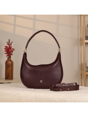 Bordo Renk Deri Çanta - Hakiki Deri , Mıknatıslı 40422