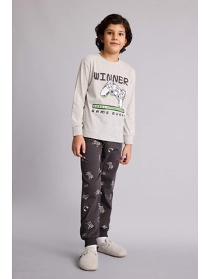 DeFacto Regular Fit Desenli 2'li Pijama Takımı Erkek Çocuk G9974A826SP