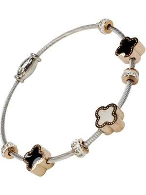 BG Jewellery Yonca Model Rose Çelik Bileklik
