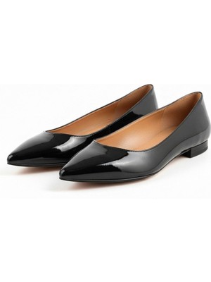 Ne&Ve Shoes Kahve Rugan Sivri Burun Kadın Şık ve Rahat Günlük Babet