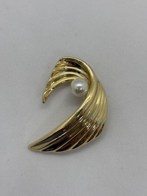 Boncukcu Abla Kımrımlı Broş Gold Renk Inci Detay Iğneli Broş 4 Cm.