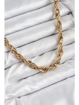 Efe Avm 316L Çelik Halat Model Gold Renk Kadın Kolye - Lisinya