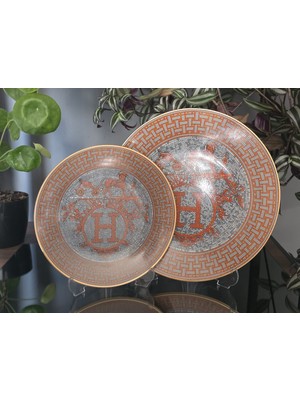 Konyax Pasta ve Servis Tabağı Set 6 Kişilik 12 Parça Honey Turuncu