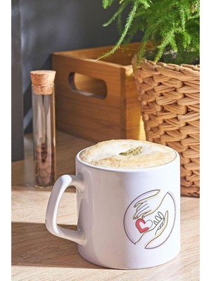 Hype Store Piktogram Tasarımlı Tutuşan Eller Kahve Kupa Bardak Çay Kahve Bardağı