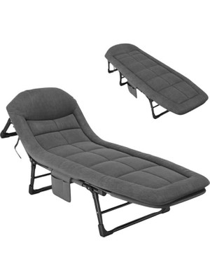 Sunup SN-24922 Taşınabilir Ayarlanabilir 5 Kademe Sünger Kamp Yatak Şezlong (Koyu Gri)