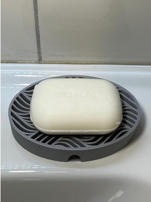 Hype Store Modern Tarzda Su Tutmaz Su Giderli Oval Plastik Katı Sabunluk (Gri)