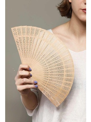 Braventa Collection Hafif Ahşap El Yelpazesi Doğal Görünümlü Hafif Estetik Yelpaze Ahşap