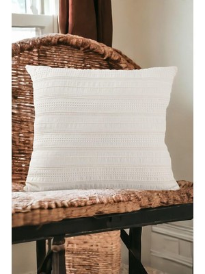 Hype Store Buldan Dokuma Bohem TASARIM%100 Pamuklu 45X45CM Kırlent Kılıfı Krem Bej