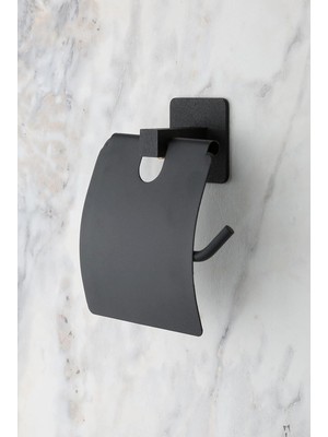 Hype Store Alper Banyo Kare Siyah Yapışkanlı Kapaklı Tuvalet Kağıtlığı Wc Kağıtlık Tuvalet Kağıdı Askısı