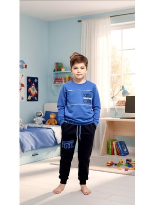 Sinem Çeyiz Nazar 26018 Mavi Keep Cool Paçası Bantlı Eşofman Takım