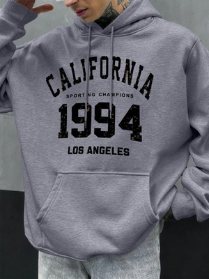Kaliforniya Mektubu 1994 Baskılar Hoodies Erkekler Sonbahar Moda Cep Hoody Rahat Polar Street