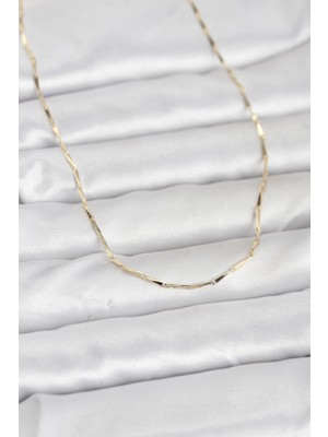 Nuveden cm 14K Gold Renk Çubuk Kesme Zincir Model 60 cm Kadın Kolye - TJ-BKO10945 DIE-RSTG34