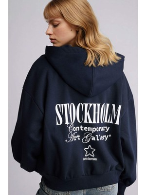 DeFacto Oversize Kapüşonlu Baskılı Fermuarlı Sweatshirt G9596AX26SP