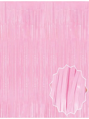 Magicool Soft Pembe Püsküllü Kapı Perdesi - Parti, Baby Shower, Cinsiyet Partisi 1x2 M