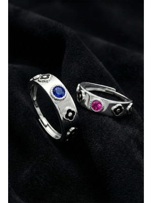 Roza Silver 925 Ayar Gümüş Howl's Moving Castle Yürüyern Şato Ayarlanabilir Çift Yüzüğü Seti