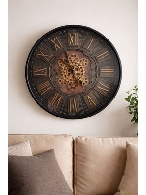 Aatolia Çarklı Duvar Saati 60 cm | Metal Kasa Sessiz Çalışan Roma Rakamlı Ev & Ofis Saat