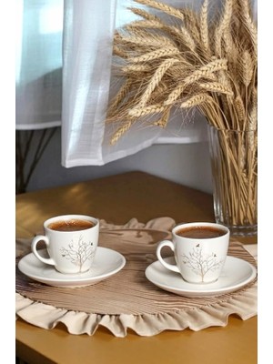 Hype Store Beysüs 2'li Porselen Kahve Fincan Takımı Hayat Ağacı Desenli