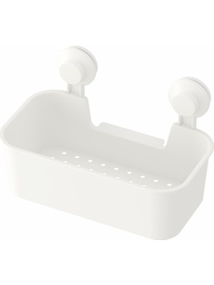 Hype Store Beyaz Duş Sepeti Kare Banyo Raf Vantuzlu Banyo Rafı 28X17X17