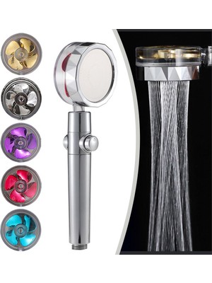 Go İthalat Pervaneli Duş Başlığı 360 Derece Dönebilen Aç Kapa Su Tasarruflu (4989)