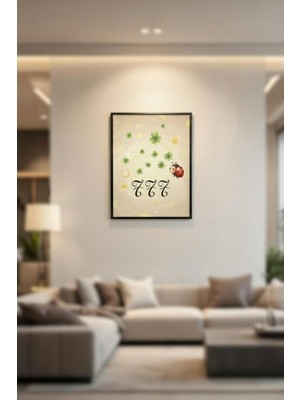 Safir Design Lüks Kırmızı ve Yeşil Uğur Böceği Bolluk Bereket Çeken Tablo | Modern Çerçeveli Tablo