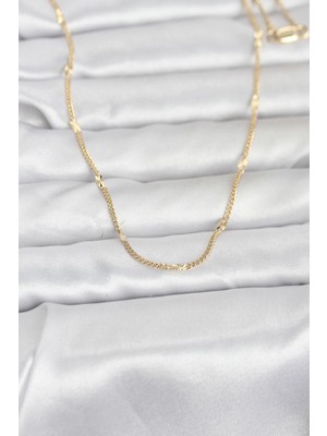 Twin Store cm 14K Gold Renk Lazer Puntalı Model 60 cm Kadın Kolye