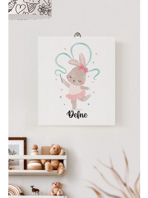 Lilabio Isme Özel Çocuk Odası Kanvas Tablo Tavşan (17X21 Cm)