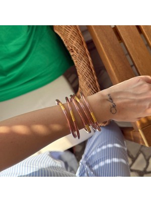 Alice İsstanbul Bronz Plastik Simli Bilezik Seti