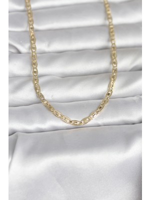 LTG Nova cm 14K Gold Renk Lazer Kesim Zincirli Model 60 cm Kadın Kolye