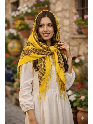 Mardin Yöresel Hamavi Püskül Şal Sarı Rengi
