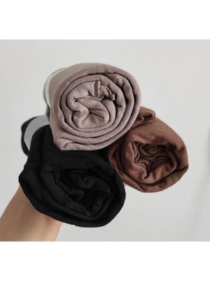 Kadın 3'lü Penye Şal Set Siyah Vizon Kahve Nefes Alabilen Viskon Materyal ile Şık Tasarım