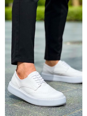 Zapatos CH149 Changer Over Erkek Günlük Bağcıklı Cilt Klasik Ayakkabı Cbt - Beyaz