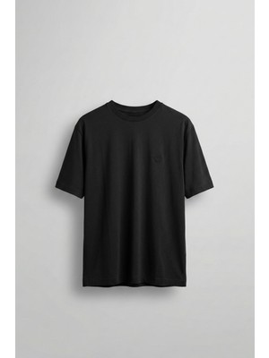 Abluka Online Erkek Relaxed Fit Yumuşak Dokulu Basic T-Shirt Siyah