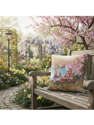 Believe BELİEVE ABLA KARDEŞ BAHAR GEZİSİ JAKARLI  DOKUMA  GOBLEN DEKORATİF 45*45 KIRLENT