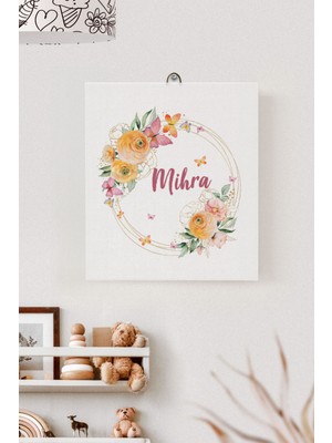 Lilabio Isme Özel Çocuk Odası Kanvas Tablo Çiçek (17X21 Cm)