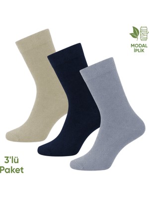 Pro Çorap Modal Iplik Erkek Soket Çorap - 3 Çift - Dikişsiz - Atlas - 18002 - Set 1