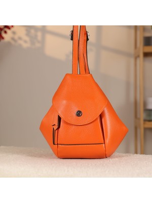 Hakiki Deri Sırt Çantası ve Omuz Çantası Bir Arada - Omuz Askılı 40439 Deri Çanta